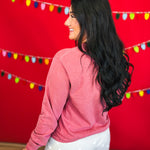 Sparkle Deer & Lights Long Sleeve Graphic Tee - Crimson - Lace and Grace Boutique