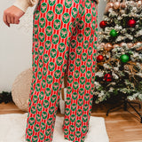 Christmas Candy Cane Printed Poplin Pajama Pants - Lace and Grace Boutique
