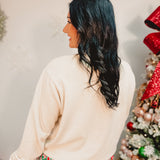 Merry Christmas Mineral Washed Sweatshirt - Oatmeal