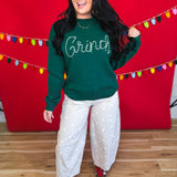 Grinch Striped Lettered Knit Sweater - Hunter Green - Lace and Grace Boutique