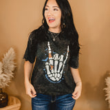 Skeleton Hand Halloween Tee - Mineral Black