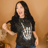 Skeleton Hand Halloween Tee - Mineral Black