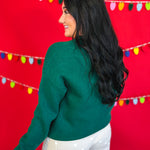 Grinch Striped Lettered Knit Sweater - Hunter Green - Lace and Grace Boutique
