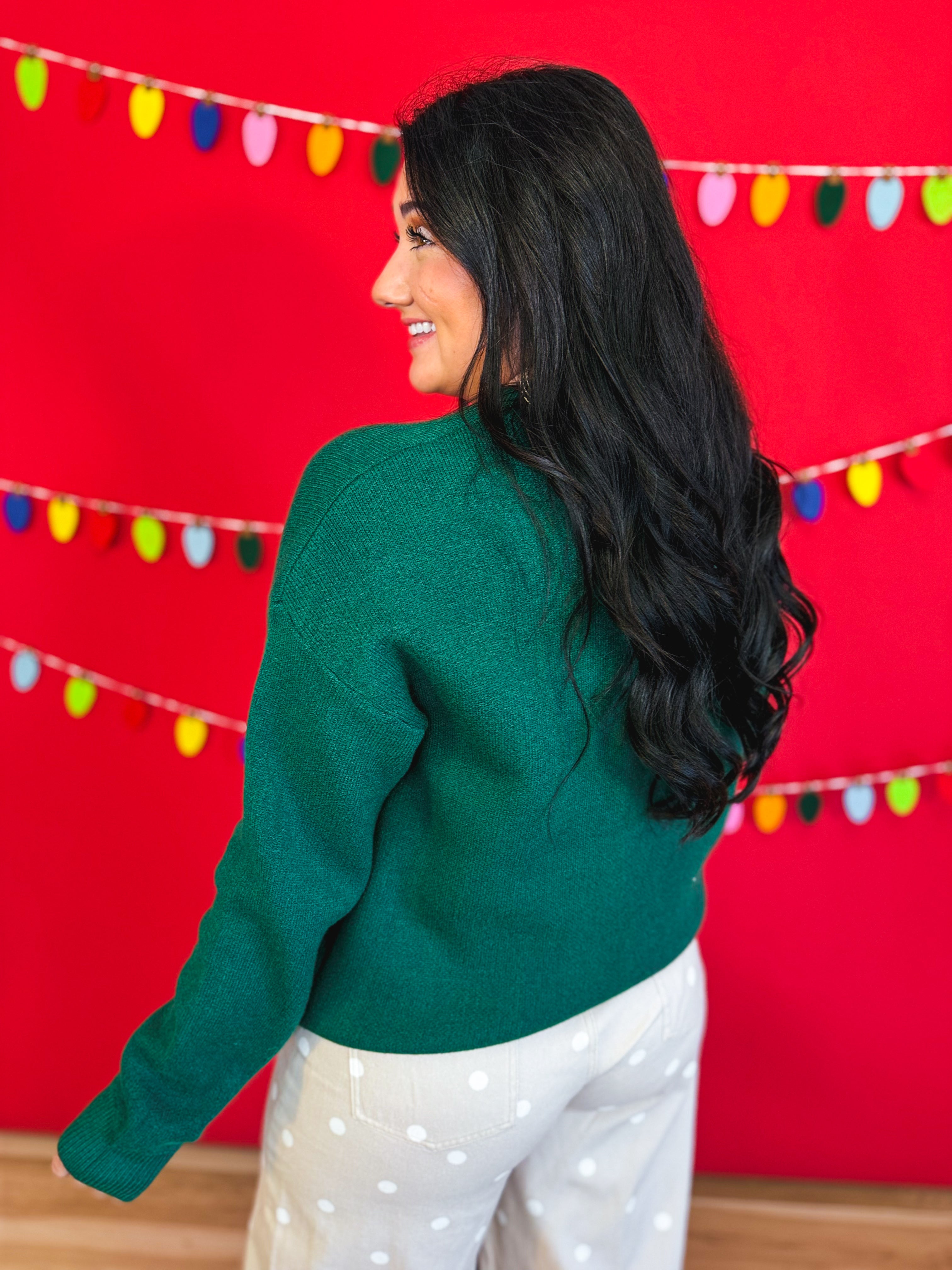 Grinch Striped Lettered Knit Sweater - Hunter Green - Lace and Grace Boutique