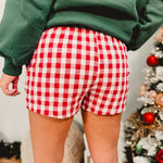 Merry Pom Pom Gingham Boxer Shorts - Red - Lace and Grace Boutique