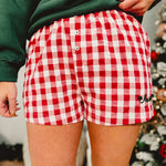 Merry Pom Pom Gingham Boxer Shorts - Red - Lace and Grace Boutique