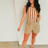 Striped Sweater Tank Top - Chocolate/Taupe