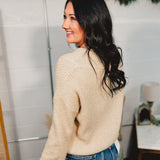 Shawl V-Neck Pullover Sweater - Taupe