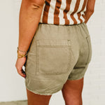 Raw Edge Hem Denim Shorts - Olive - Lace and Grace Boutique