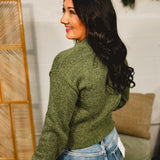 Button Front Sweater Cardigan - Heather Olive