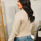 Button Front Sweater Cardigan - Heather Taupe