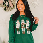 Sequin Alpine Nutcracker Sweatshirt - Dark Green - Lace and Grace Boutique