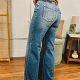 High Waisted Straight Leg Jean - Medium Wash