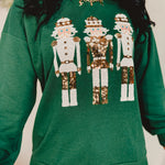 Sequin Alpine Nutcracker Sweatshirt - Dark Green - Lace and Grace Boutique