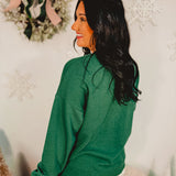 Sequin Alpine Nutcracker Sweatshirt - Dark Green - Lace and Grace Boutique