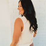 Crochet Trimmed Button Down Sweater Vest - Oatmeal - Lace and Grace Boutique