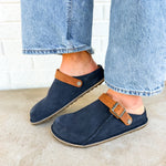 Birkenstock Lutry Premium Suede Clog - New Navy/Cognac - Lace and Grace Boutique