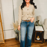 Button Front Sweater Cardigan - Heather Taupe