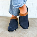 Birkenstock Lutry Premium Suede Clog - New Navy/Cognac - Lace and Grace Boutique