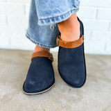 Birkenstock Lutry Premium Suede Clog - New Navy/Cognac - Lace and Grace Boutique