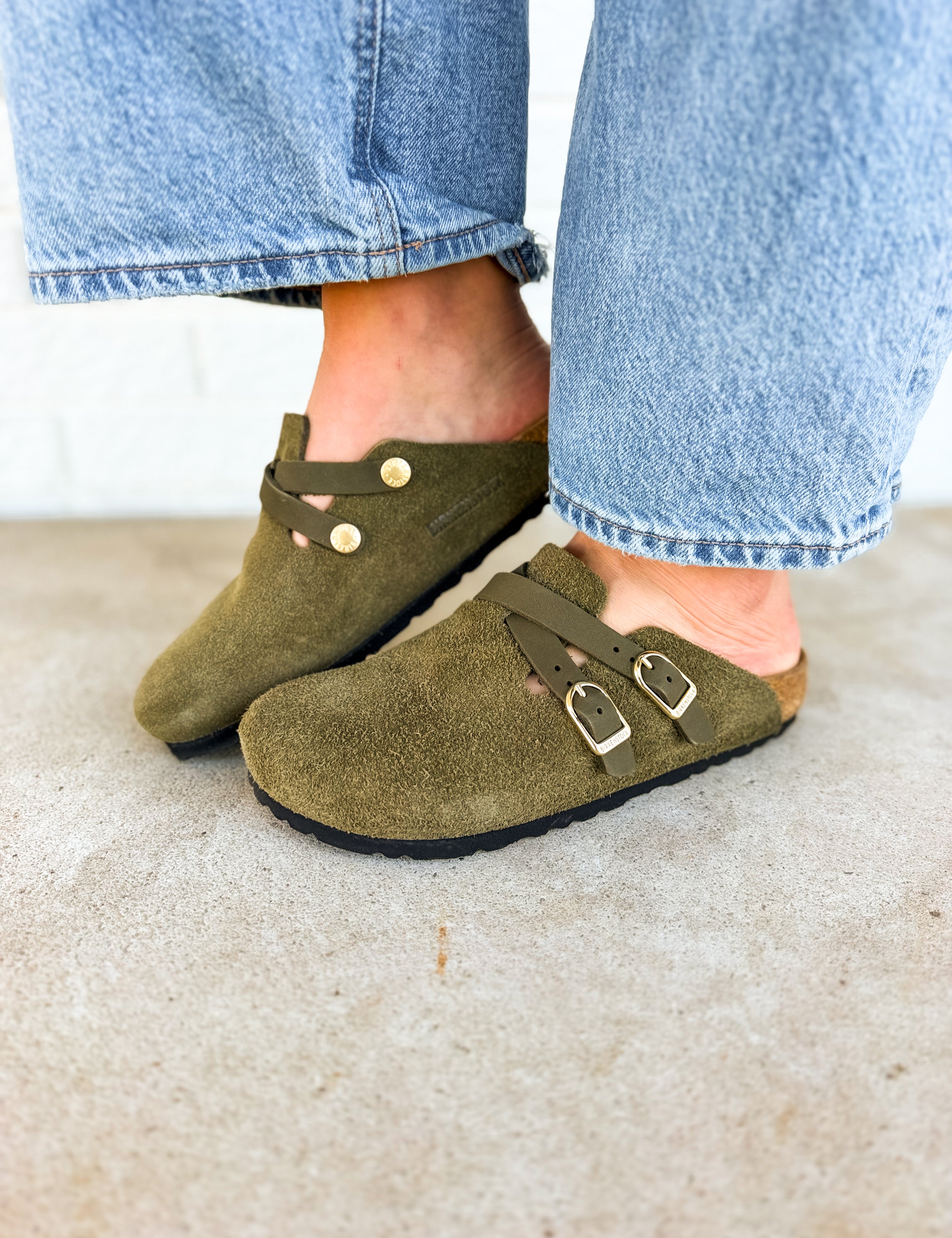 Birkenstock Blair Suede Leather Clog - Thyme - Lace and Grace Boutique