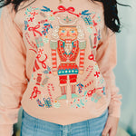 Christmas Nutcracker Long Sleeve Graphic Tee - Pale Pink - Lace and Grace Boutique