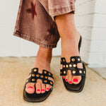 The Evelynne Studded Sandals - Coffee - Lace and Grace Boutique