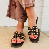 The Evelynne Studded Sandals - Coffee - Lace and Grace Boutique