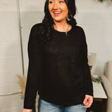 Long Sleeve Basic Pocket Tee - Black