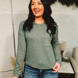 Long Sleeve Basic Pocket Tee - Ash Jade