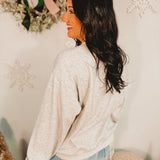 Embroidered Christmas Lights Bow Sweatshirt - Heather Grey