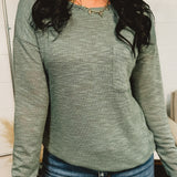 Long Sleeve Basic Pocket Tee - Ash Jade