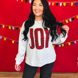 Joy Sequin Plaid Pullover Top - Heather Gray - Lace and Grace Boutique