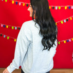 Joy Sequin Plaid Pullover Top - Heather Gray - Lace and Grace Boutique