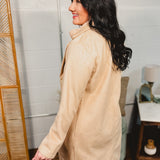 Knee Length Sports Coat - Taupe
