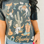 Howdy Western Graphic Tee - Vintage Black - Lace and Grace Boutique