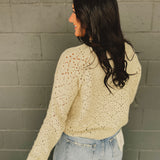 Crochet Detail Long Sleeve Sweater - Natural