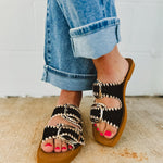 The Tivoli Double Buckle Sandle - Black - Lace and Grace Boutique