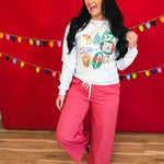 '90s Vintage Christmas Sticker Graphic Sweatshirt - Ash - Lace and Grace Boutique