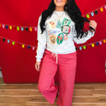 '90s Vintage Christmas Sticker Graphic Sweatshirt - Ash - Lace and Grace Boutique