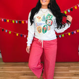 '90s Vintage Christmas Sticker Graphic Sweatshirt - Ash - Lace and Grace Boutique