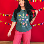Fa La La Christmas Ornaments Graphic Tee - Blue Bruce - Lace and Grace Boutique