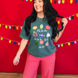 Fa La La Christmas Ornaments Graphic Tee - Blue Bruce - Lace and Grace Boutique