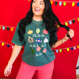 Fa La La Christmas Ornaments Graphic Tee - Blue Bruce - Lace and Grace Boutique