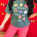 Fa La La Christmas Ornaments Graphic Tee - Blue Bruce - Lace and Grace Boutique