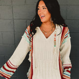 POL Pattern Pocket Hoodie Sweater - Cream