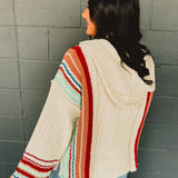 POL Pattern Pocket Hoodie Sweater - Cream