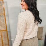 Speckled Contrast Button Down Cardigan - Taupe