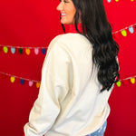 Merry & Bright Oversized Mock Neck Pullover Top - Cream/Red - Lace and Grace Boutique