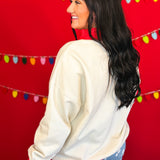 Merry & Bright Oversized Mock Neck Pullover Top - Cream/Red - Lace and Grace Boutique